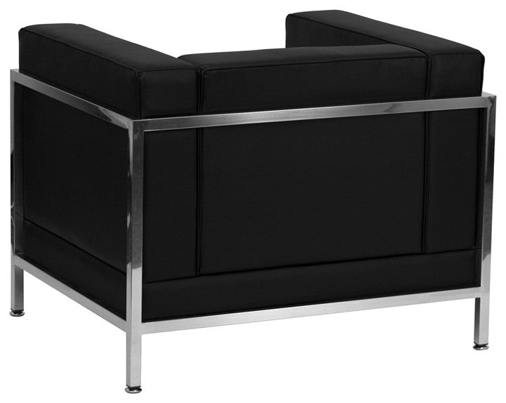 Modern Black Leather Chair With Encasing Frame
