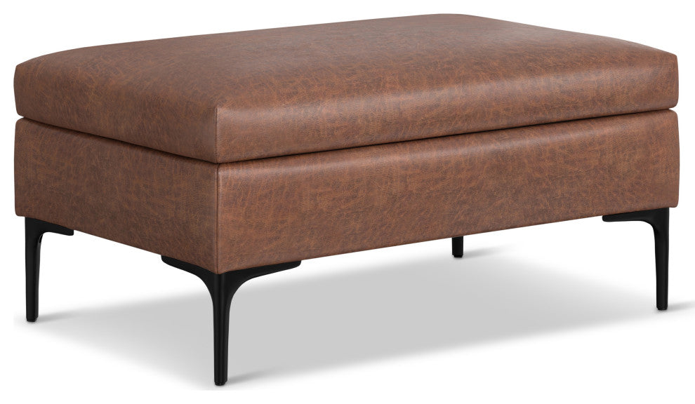 Rebecca Rectangular Coffee Table Storage Ottoman With Lift Up Lid, Distressed