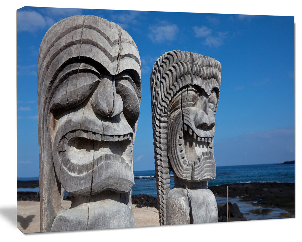 Hawaiian Tiki Gods, Oversized Landscape Canvas Art, 20"x12"