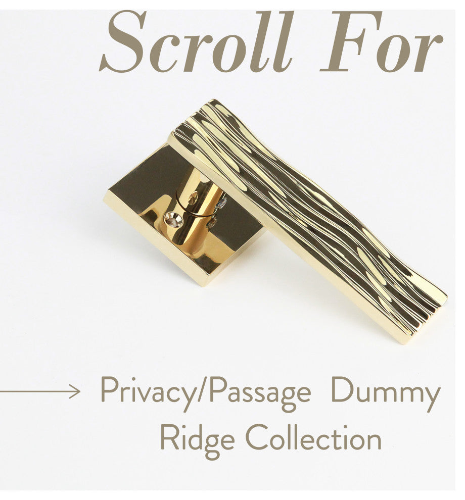 Modern Heavy Duty Designer Interior Door Lever - Ridge Collection, Polished Brass, Passage Right Hand