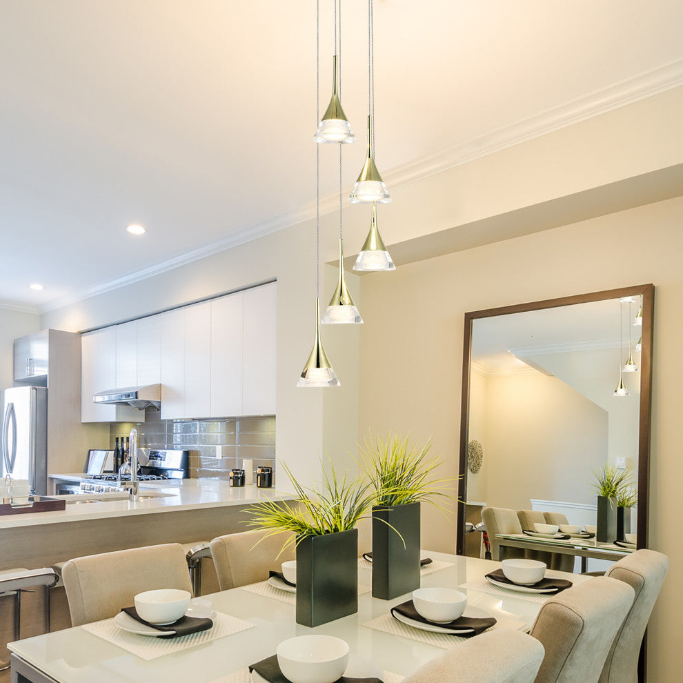 Amalfi 5-Light ETL Certified Integrated LED Chandelier Lighting Fixture, Gold