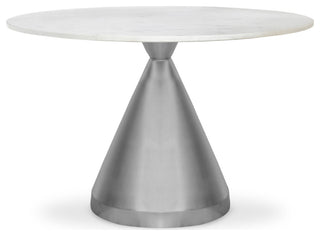 Emery Marble Dining Table, Brushed Silver