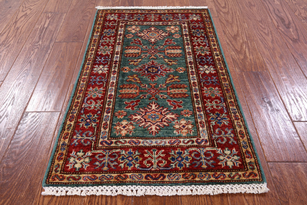 Super Kazak Handmade Wool Rug 1' 11" X 3' 1" - Q12981