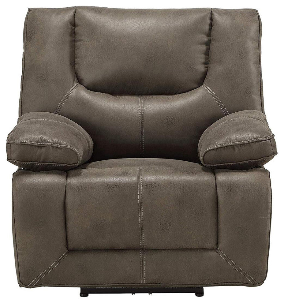 Gray Leather-Aire Power Motion Recliner With USB Port