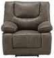 Gray Leather-Aire Power Motion Recliner With USB Port