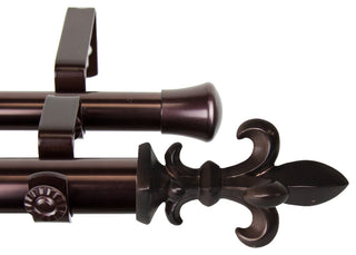 Silas 1" Diameter Double Curtain Rod, Bronze, 120-170"