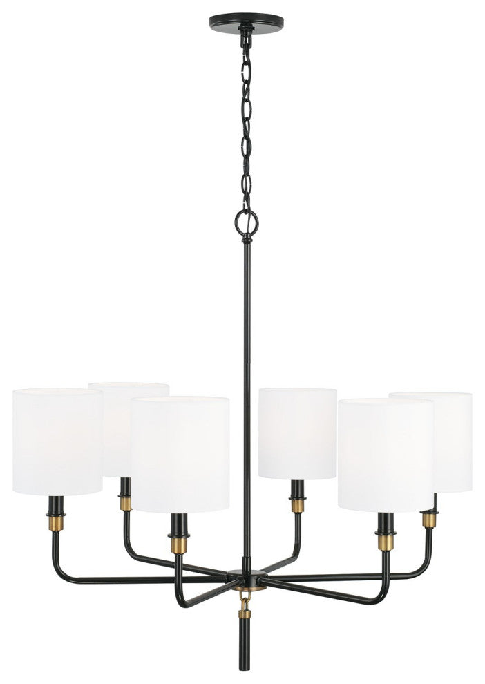 Capital Lighting Beckham 6-Light Chandelier 441961YA-702 Glossy Black/Aged Brass