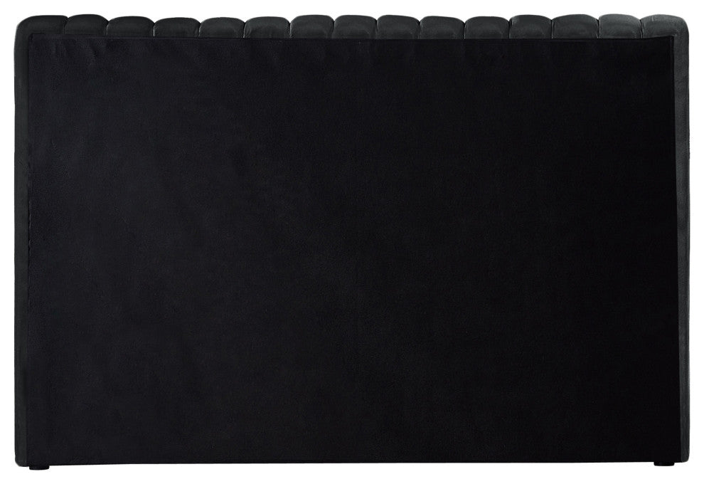 Nico Black Velvet Upholstered Bed, Black, Twin