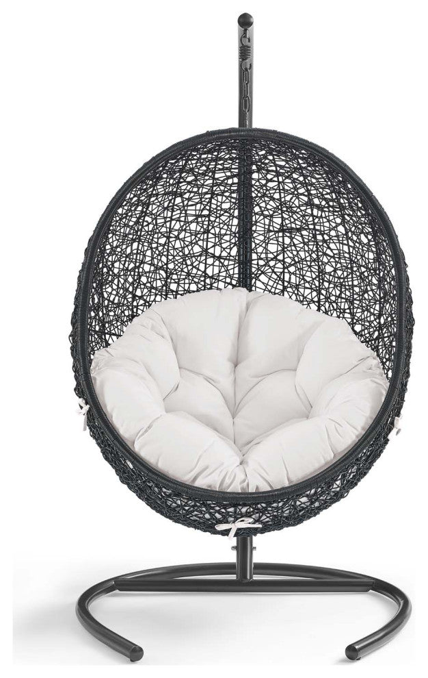 Encase Sunbrella Swing Outdoor Patio Lounge Chair - Black White