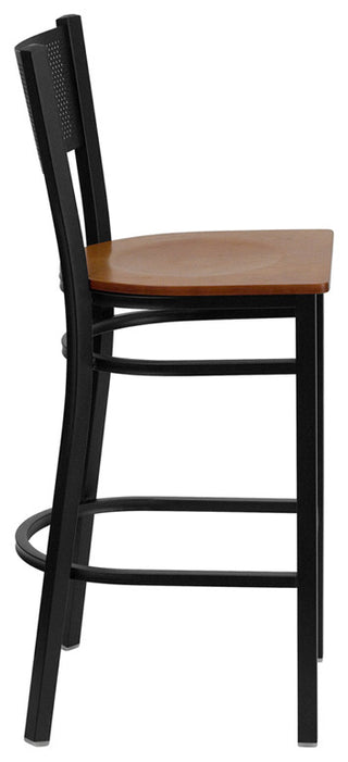 Black Grid Stool-Cherry Seat