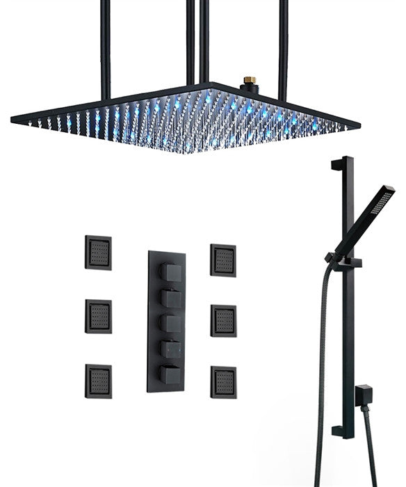 Fontana Rieti 20" Mist Rainfall Matte Black Shower System With Handheld Shower