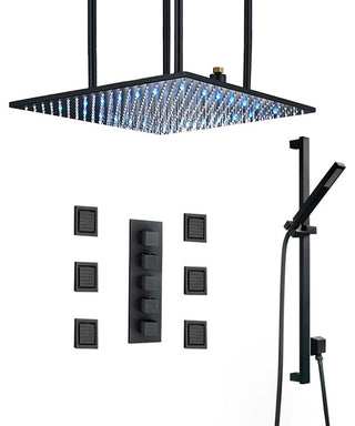 Fontana Rieti 20" Mist Rainfall Matte Black Shower System With Handheld Shower