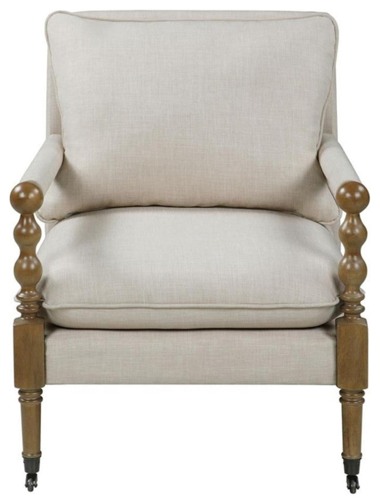 Coaster Blanchett Fabric Upholstered Accent Chair with Casters Beige