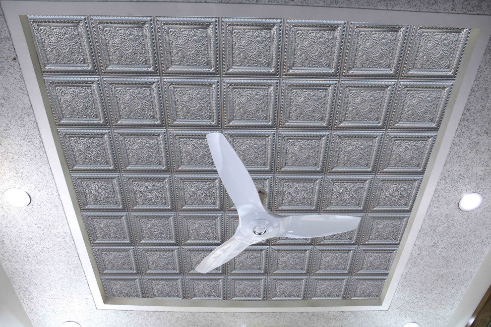 Silver 3D Ceiling Panels, 2'x2', 4 Sq Ft