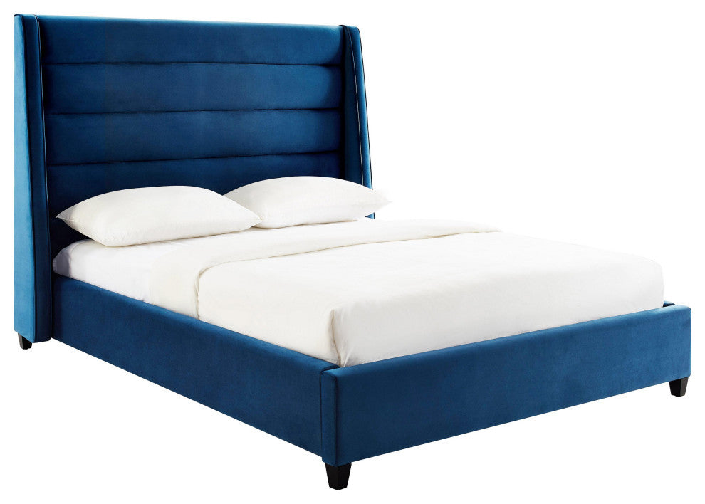 TOV Furniture Koah Navy Velvet Bed in King