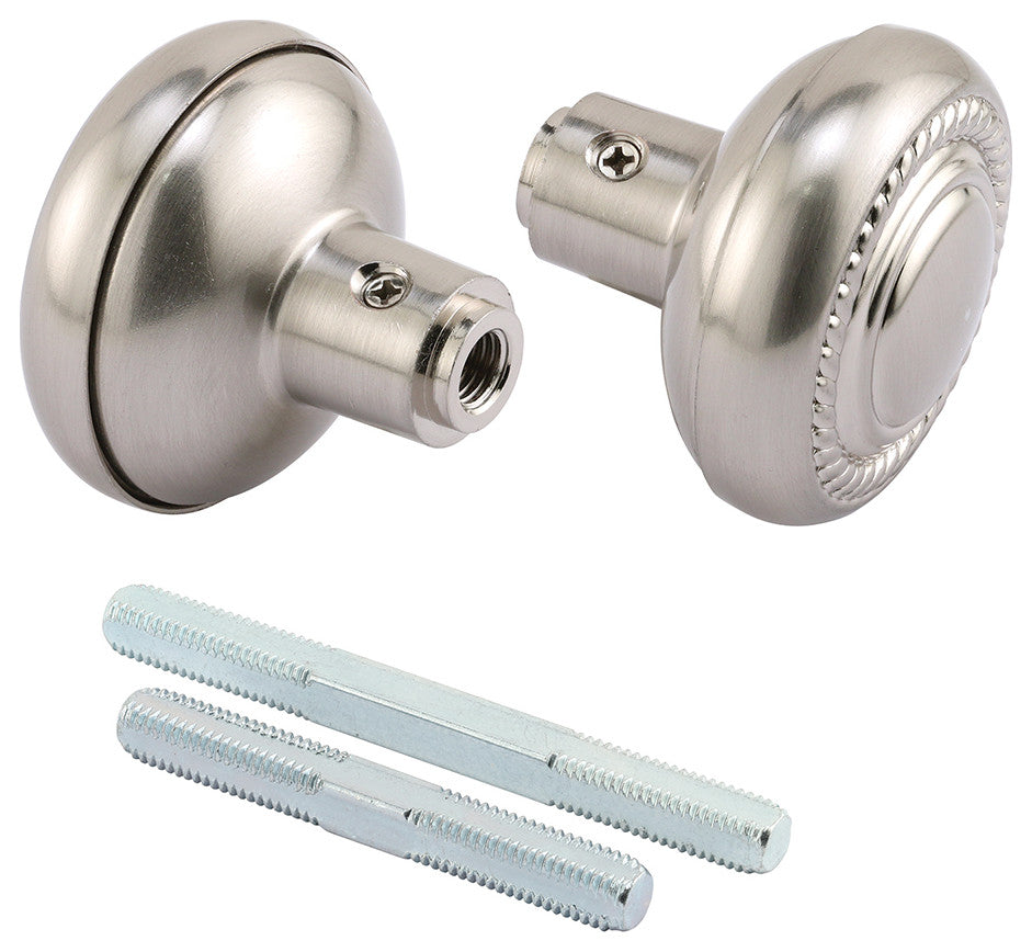 Rope Design Door Knob, Satin Nickel, With Spindle
