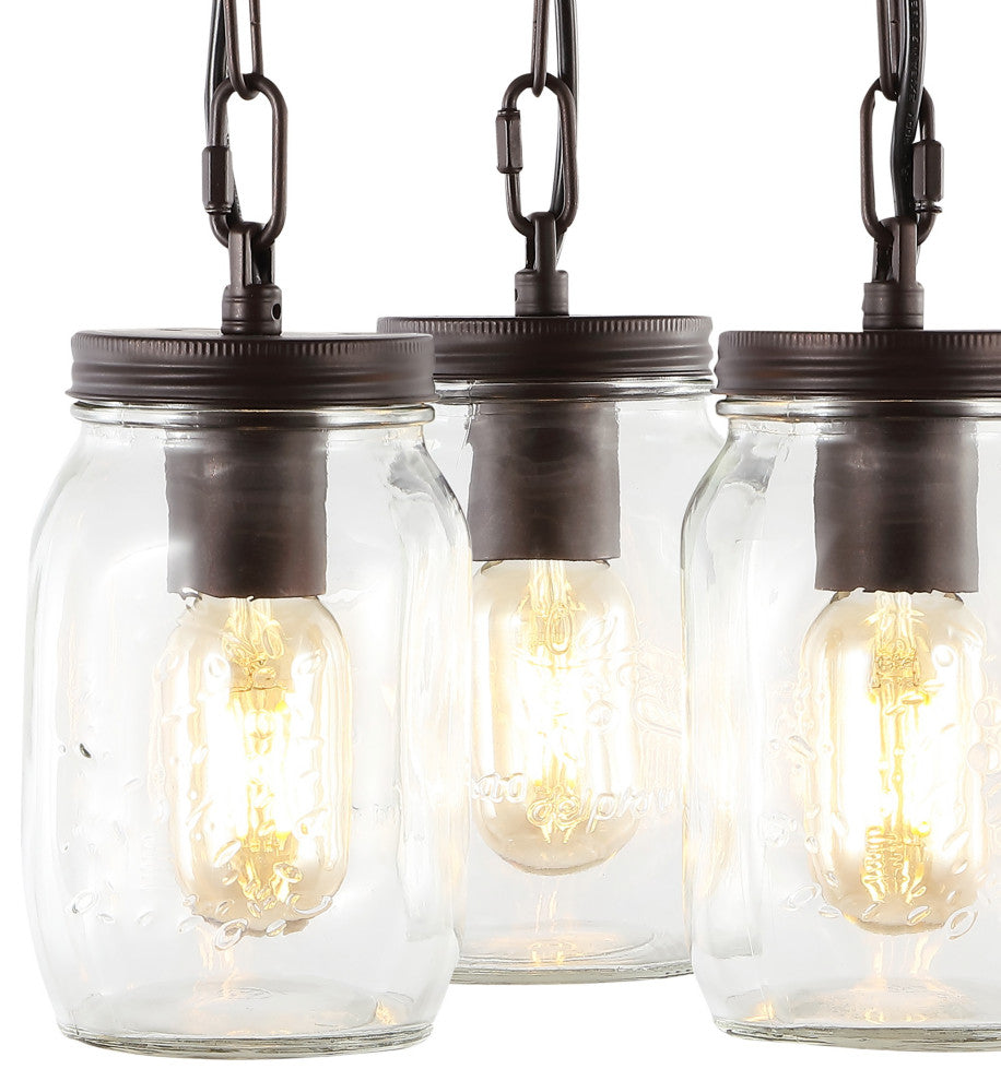 Gaines 11" 3-Light Farmhouse Mason Jar LED Semi Flush Mount, Oil Rubbed Bronze