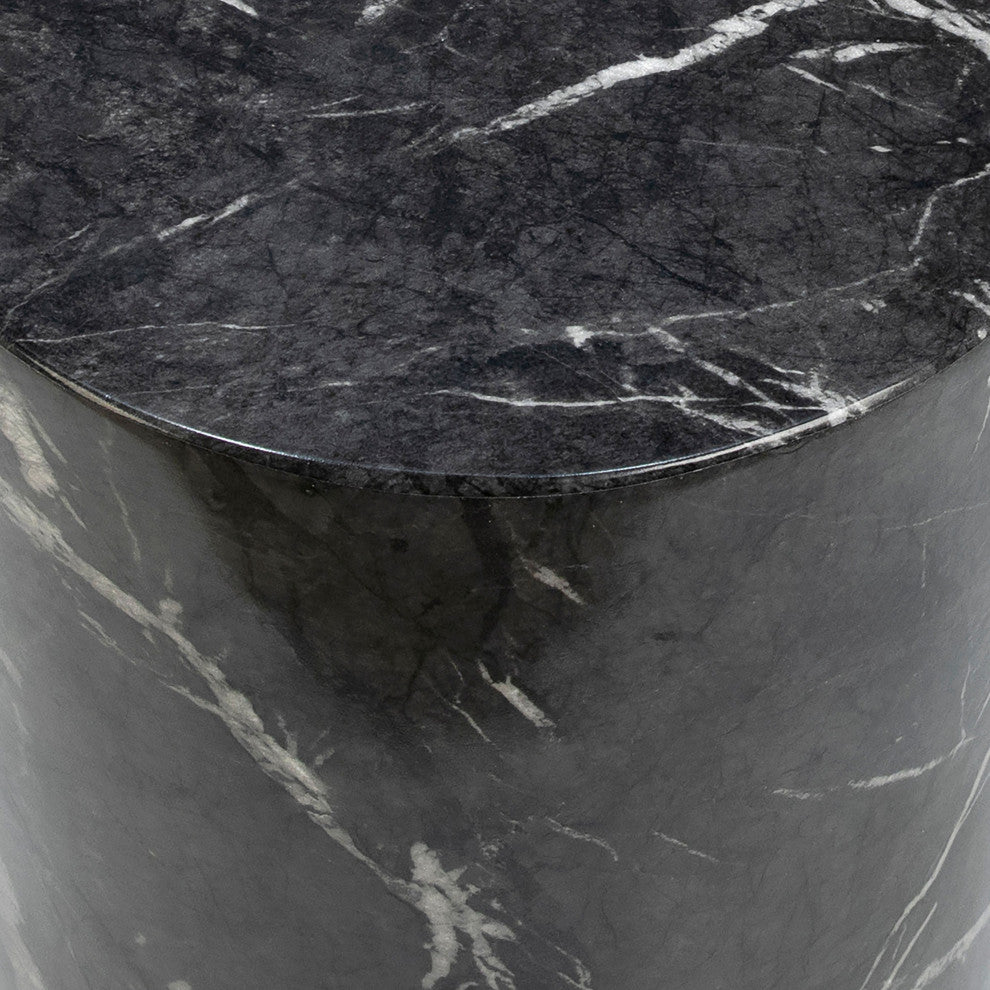 Sully Round Pedestal Side Table, Black and White