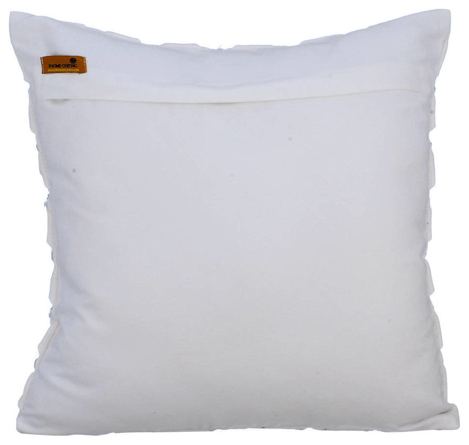 White Decorative Pillow Covers 14"x14" Suede Fabric, Ice Crystals