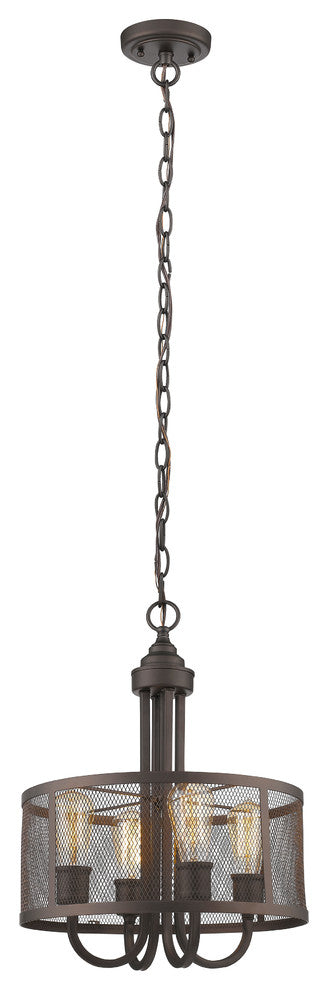 Ironclad 4-Light Rubbed Bronze Ceiling Pendant 16"