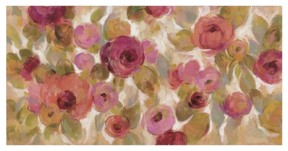 "Glorious Pink Floral I" Digital Paper Print by Silvia Vassileva, 62"x32"