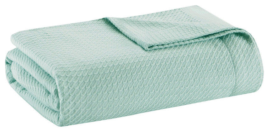 Madison Park Egyptian Cotton All-Season Woven Bedding Blanket, Seafoam