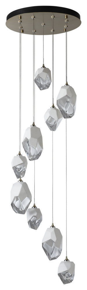 Chrysalis 9-Light Mixed Crystal Pendant Modern Brass Finish- Long, White Crystal