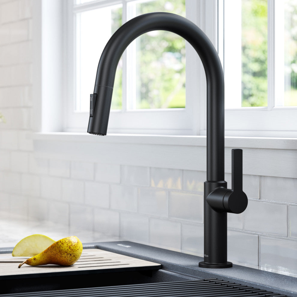 Oletto Pull-Down 1-Hole Kitchen Faucet, Matte Black, Model Kpf-2820mb