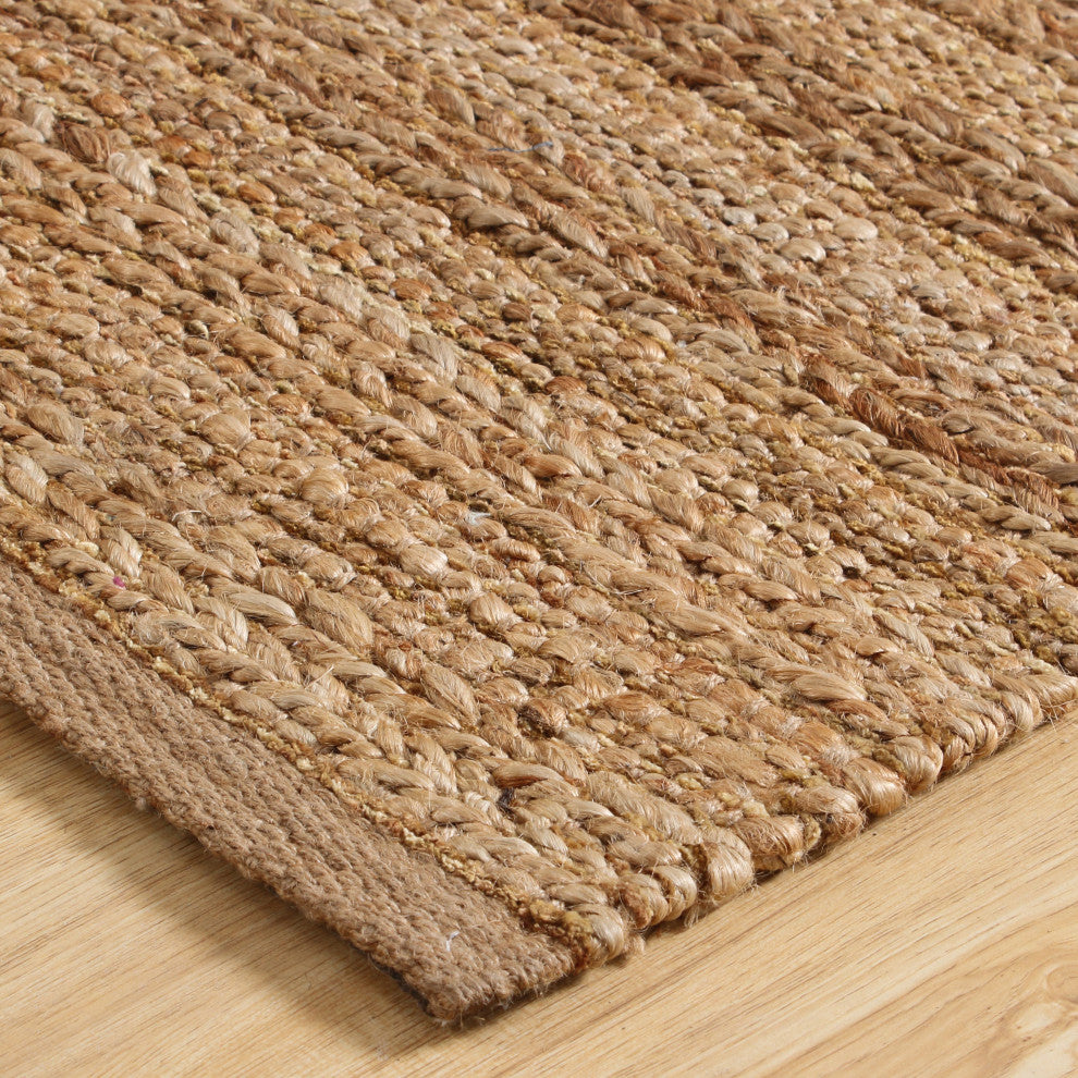 Tan Organic Jute Area Rug, 5'x7'