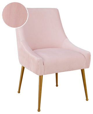 Beatrix Pleated Blush Velvet Side Chair - Blush