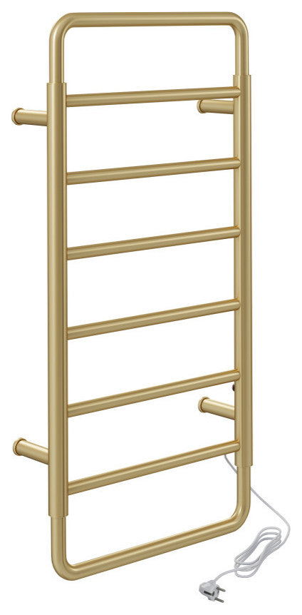 Ivy 8-Bar Electric Towel Warmer, Brushed Gold