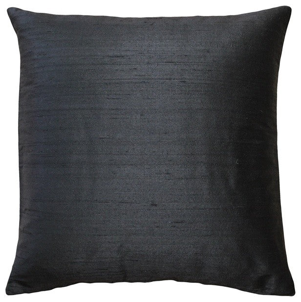 Pillow Decor Sankara Silk Throw Pillows 18"x18", Black