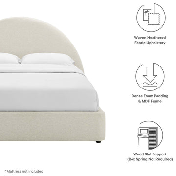 Resort Upholstered Fabric Arched Round Queen Platform Bed