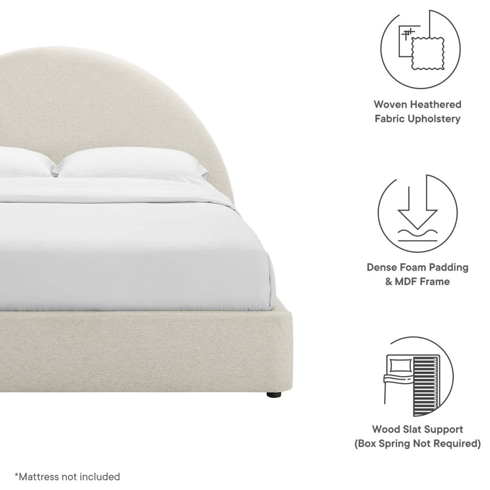 Resort Upholstered Fabric Arched Round Queen Platform Bed