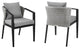 Outdoor Patio Dining Chairs in Aluminum and Wicker with Gray Cushions - Set of 2