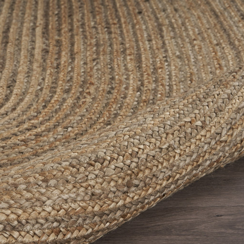 9" Brown Oval Shaped Jute Area Rug