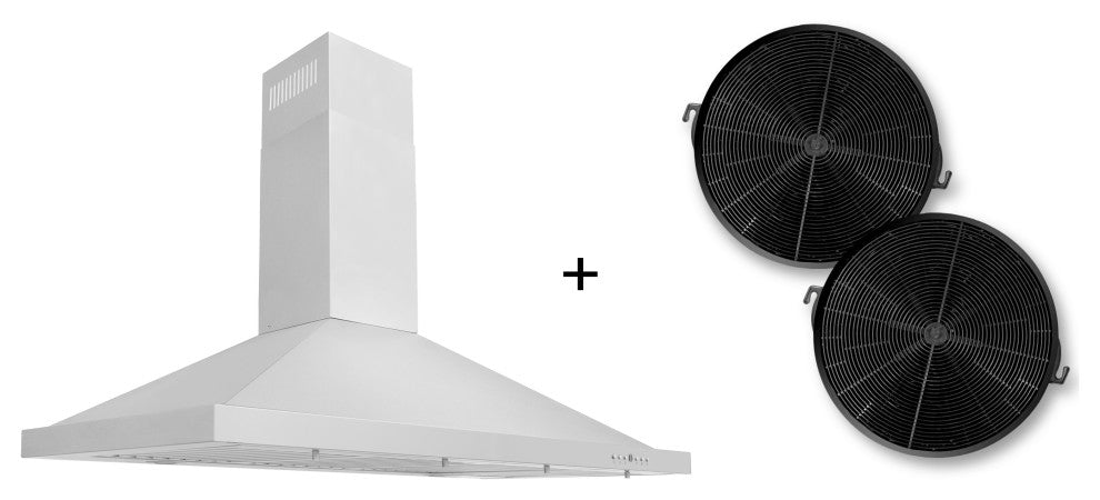ZLINE 42" Range Hood, Stainless Steel With Set of 2 Charcoal Filters