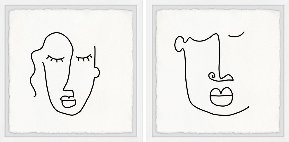 Tribal Mask Outline Diptych, 2-Piece Set, 24x24 Panels