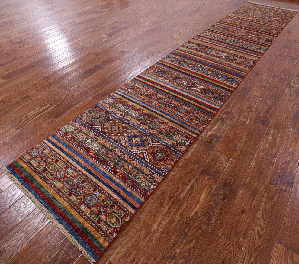 2' 11" X 15' 5" Runner Hand-Knotted Super Kazak Khorjin Rug Q7768