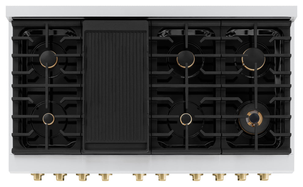 ZLINE 48" Gas Range, Stainless Steel With Champagne Bronze SGRZ-48-CB