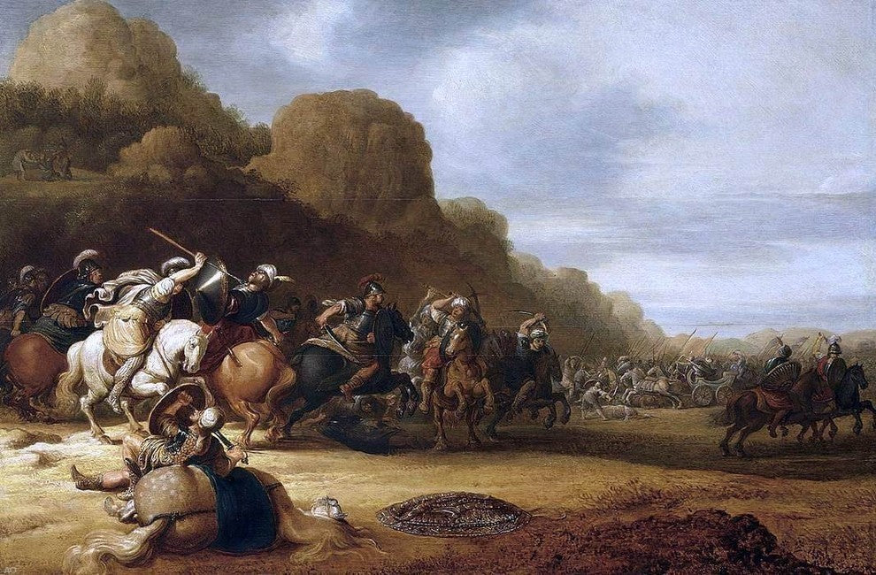 Gerrit Claesz Bleker Cavalry Battle Scene Premium Canvas Print