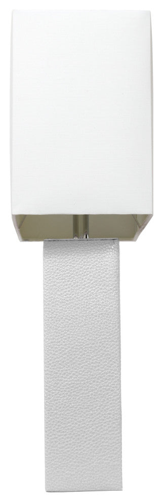 Elegant Designs Modern Leather Table Lamp With White Fabric Shade, White