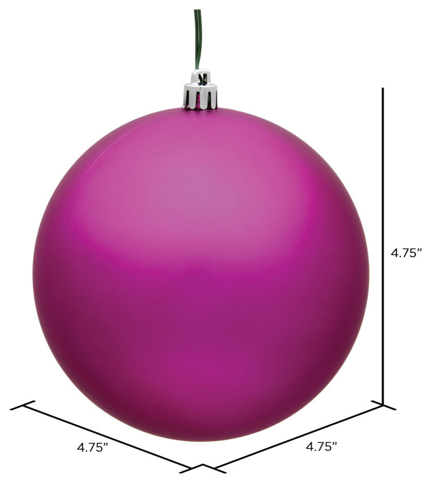 Vickerman 4.75" Fuchsia Matte Ball Ornament, 4 per Bag