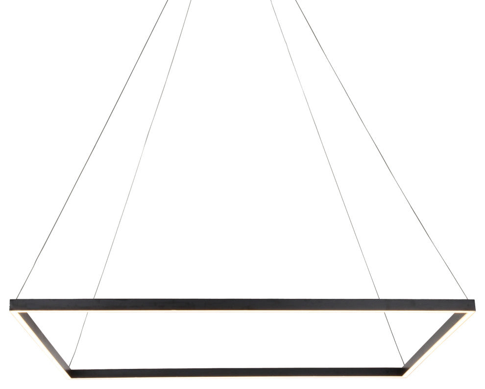 39" Atria LED Square Chandelier, Adjustable Suspension Fixture, Black