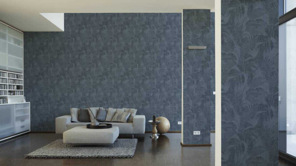 Botanical Jungle Textured Wallpaper Featuring Tropical Leaves, 373965