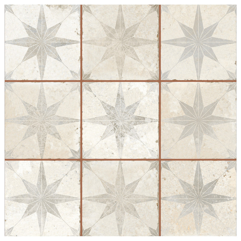 Harmonia Kings Star White Ceramic Floor and Wall Tile Sample