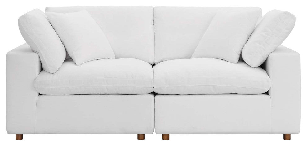 Commix Down Filled Overstuffed 2-Piece Sectional Sofa Set, Pure White