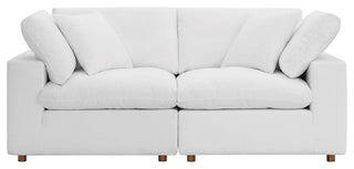 Commix Down Filled Overstuffed 2-Piece Sectional Sofa Set, Pure White