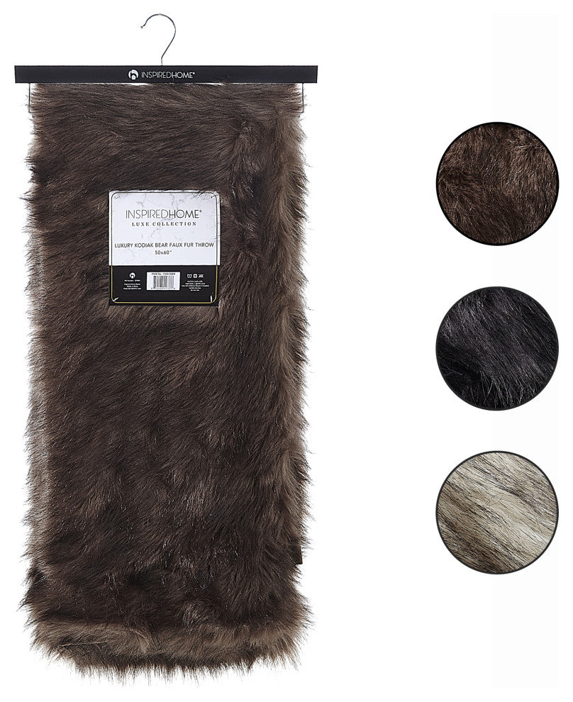 Inspired Home Marquise Throw Cozy, 50"x60", Kodiak Bear