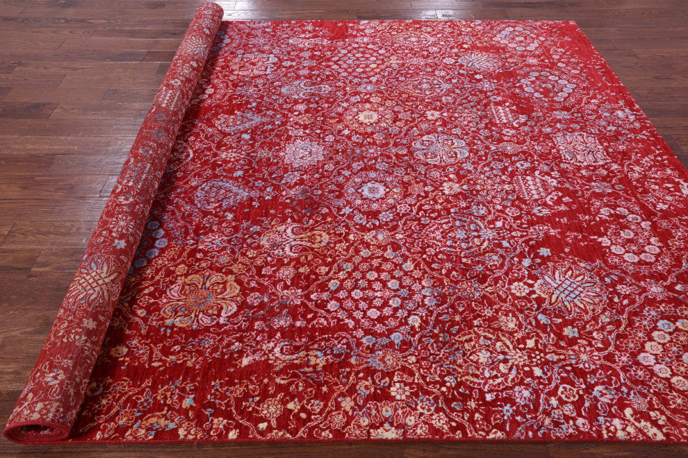 7' 10" X 10' 5" Wool & Silk Modern Handmade Rug - Q14899